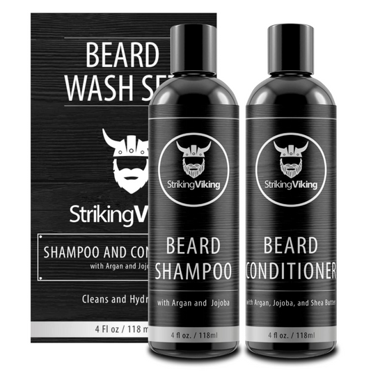 Striking Viking All-Natural Beard Wash & Conditions with Organic Argan and Jojoba Beard Oils, Sulfate & Paraben Free