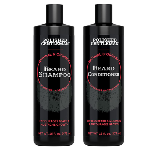 Polished Gentleman Beard Shampoo and Conditioner for Beard Growth - with Biotin and Tea Tree Oil (16oz)